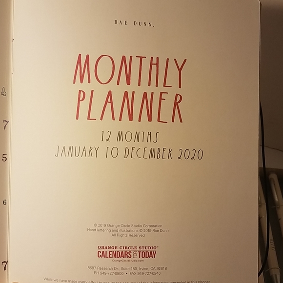 Rae Dunn 2020 Monthly Planner & Pen Set - Picture 7 of 8